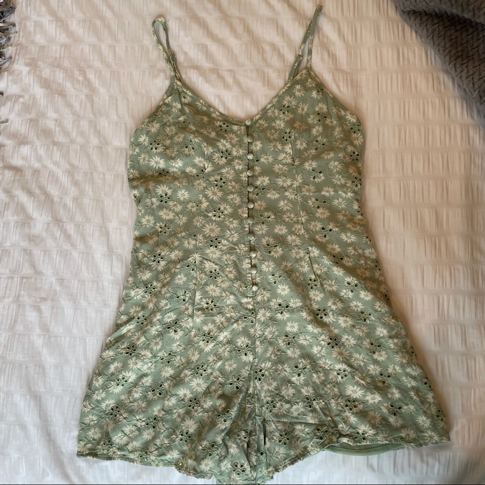 Green floral romper